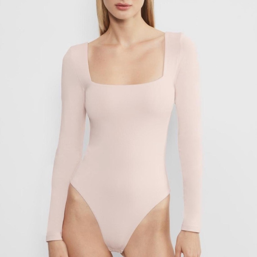 Aritzia Pink Long Sleeve Fitted Bodysuit